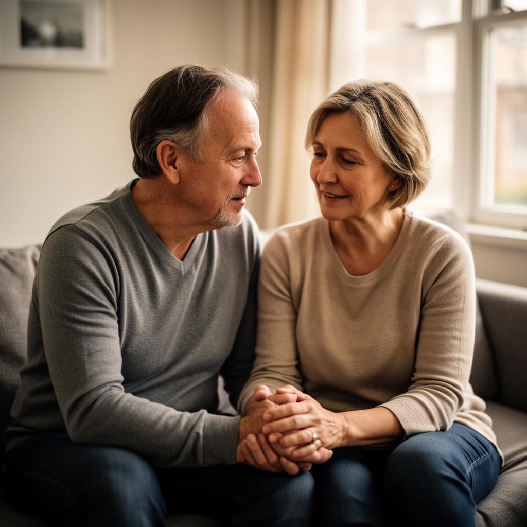 A couple holding hands during relationship counselling