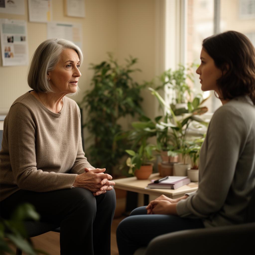 A counsellor listening with empathy during a one-to-one session